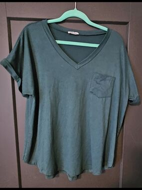 mittoshop Women's V-Neck Short Sleeve Tee - Teal Green